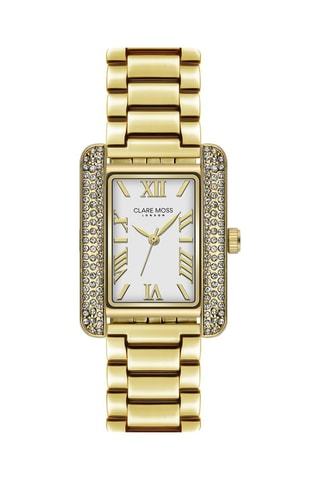 Montre à quartz en acier et zircons C&M