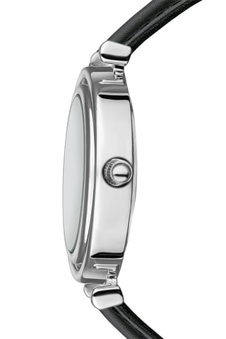 Montre à quartz en cuir de veau Clare Petite - Argenté et noir