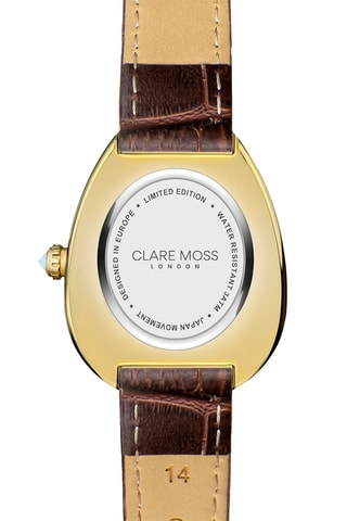 Montre à quartz en cuir et zircons Royalty - Marron et doré