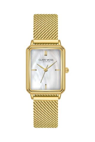 Montre à quartz en acier et nacre Champagne - Doré et blanc