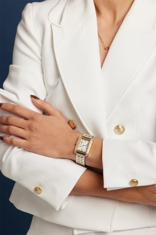 Montre à quartz en acier et zircons C&M