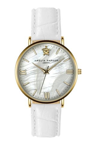 Montre à quartz en cuir et nacre