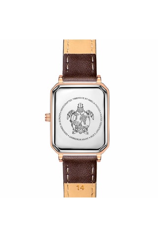 Montre à quartz en cuir Serenity - Marron et doré rose