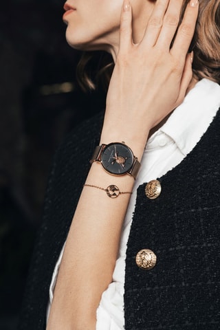 Coffret montre à quartz en acier et créoles en cristaux Sea Turtle