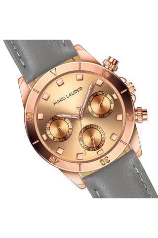 Montre à quartz en cuir Valencia - Gris et doré rose