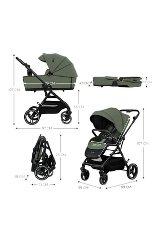 2-in-1 Kinderwagen Yoxi - Vanaf de Geboorte - Tot 22 kg - Groen