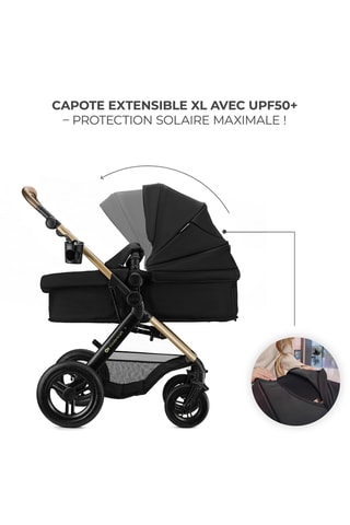 ##Poussette 3 en 1 Moov 2 XL - Dès la naissance jusqu'à 4 ans - Jusqu'à 22 kg - Noir