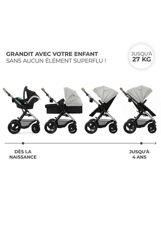 ##Poussette 3 en 1 Moov 2 XL - Dès la naissance jusqu'à 4 ans - Jusqu'à 22 kg - Gris clair