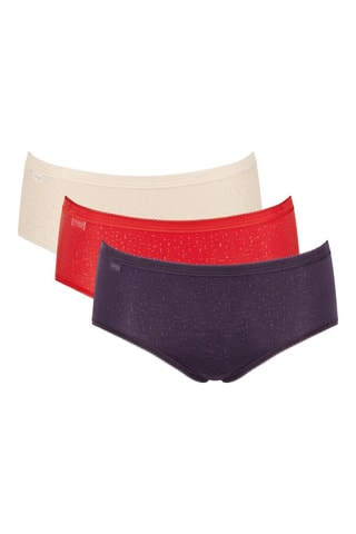 3 shortys taille haute Basic+  Violet, rouge et beige - Beige, rouge et violet