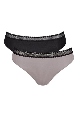 2 culottes Go Ribbed Gris et noir - Noir