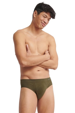 2 slips en coton biologique Go Smooth - Kaki et bleu marine - Bleu et vert