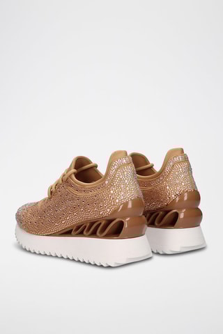 Sneakers plateformes - Blanc, marron et doré