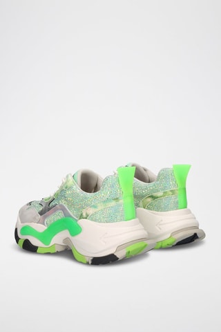 Baskets plateformes en cuir - Gris et vert