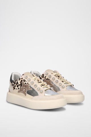 Baskets plateformes en cuir - Beige