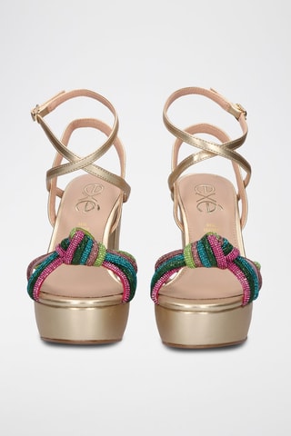 Sandales à talons - Vert et beige