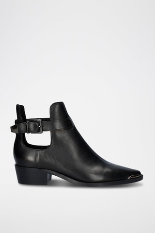 Bottines en cuir - Noir et argenté