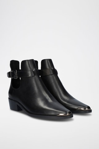 Bottines en cuir - Noir et argenté