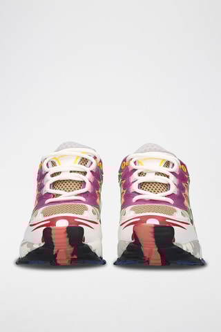 Baskets plateformes en cuir - Rouge et gris