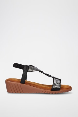 Sandales - Argenté, noir et marron