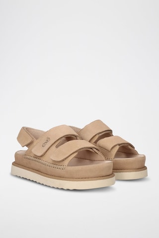 Sandales plateformes en cuir - Beige