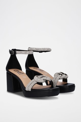 Sandales à talons - Argenté et noir