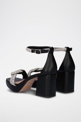 Sandales à talons - Argenté et noir