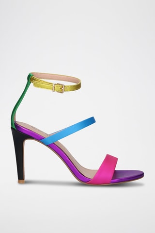 Sandales à talons - Bleu, vert, jaune et rose