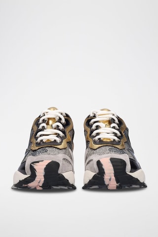 Sneakers plateformes en cuir - Gris et noir