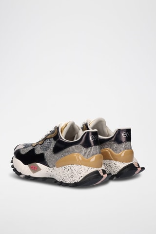 Sneakers plateformes en cuir - Gris et noir