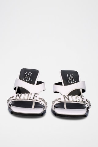 Mules à talons en cuir - Blanc