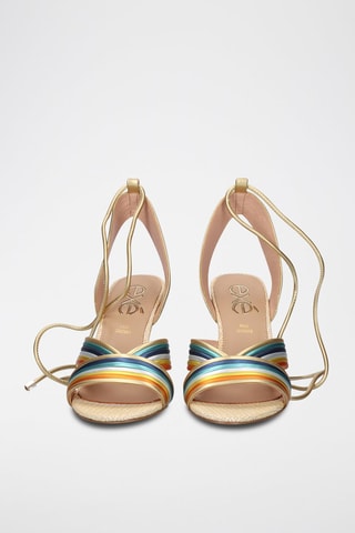 Sandales à talons - Orange, bleu, vert et beige