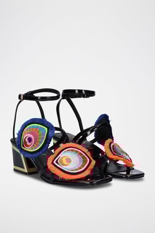 Sandales à talons vernies Luisa - Noir, rouge, vert et bleu