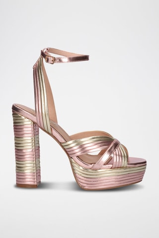 Sandales à talons - Rose et doré