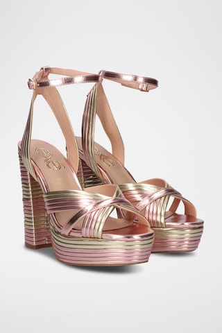 Sandales à talons - Rose et doré