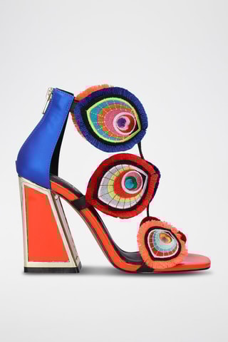 Sandales à talons - Bleu et corail