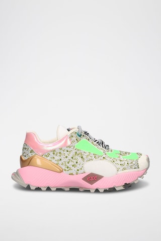 Sneakers plateformes en cuir - Rose