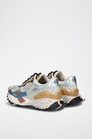 Sneakers plateformes en cuir - Argenté et doré