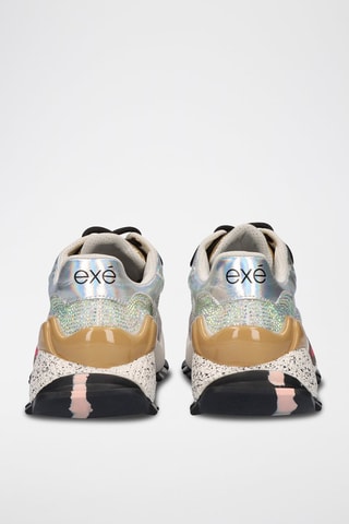 Sneakers plateformes en cuir - Argenté et doré