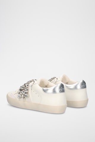 Baskets en cuir - Blanc et argenté