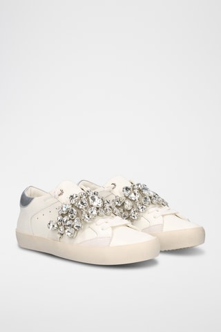 Baskets en cuir - Blanc et argenté