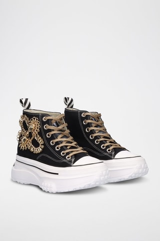 Tennis montantes plateformes - Doré et noir
