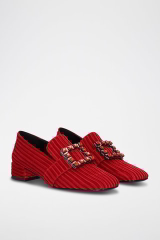 Mocassins à talons montants en cuir - Rouge et noir