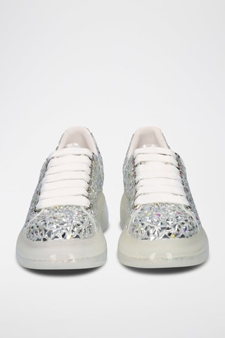 Sneakers plateformes en cuir - Argenté