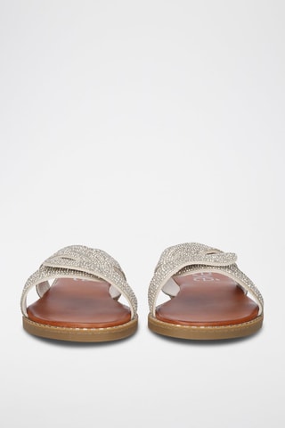 Sandales pailletées - Argenté et marron