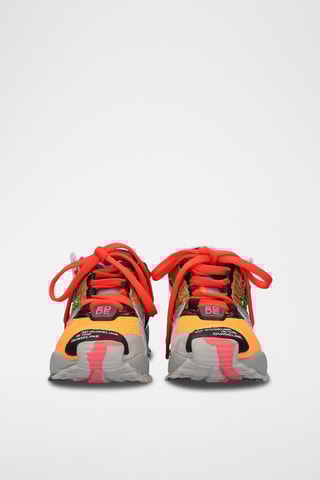 Baskets plateformes en cuir - Orange et gris