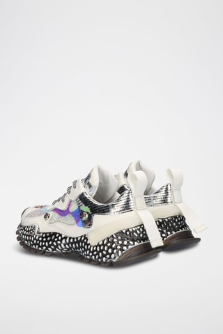 Sneakers plateformes en cuir - Multicolore et blanc