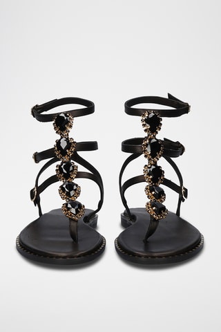 Spartiates en cuir - Noir