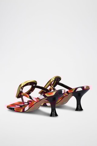 Mules à talons Sissy - Noir, doré et rouge