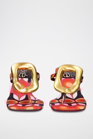 Mules à talons Sissy - Noir, doré et rouge