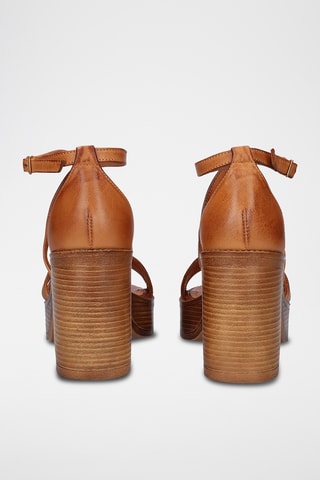 Sandales à talons en cuir - Marron